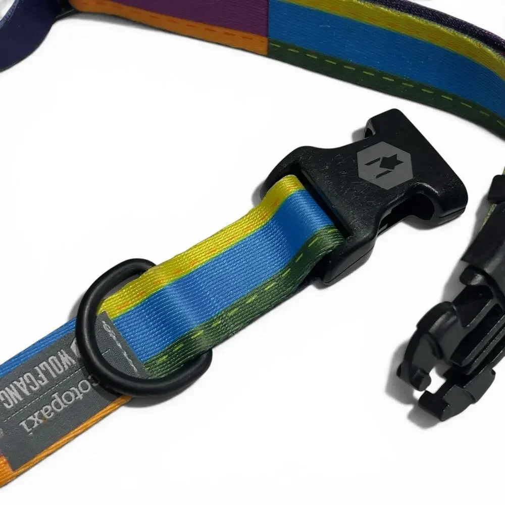 Wolfgang Man & Beast x Cotopaxi Dog Collar - Multi-Color Geometric Pattern L/XL